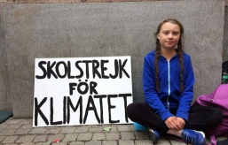 Greta Thunberg outside Swedish Parliament